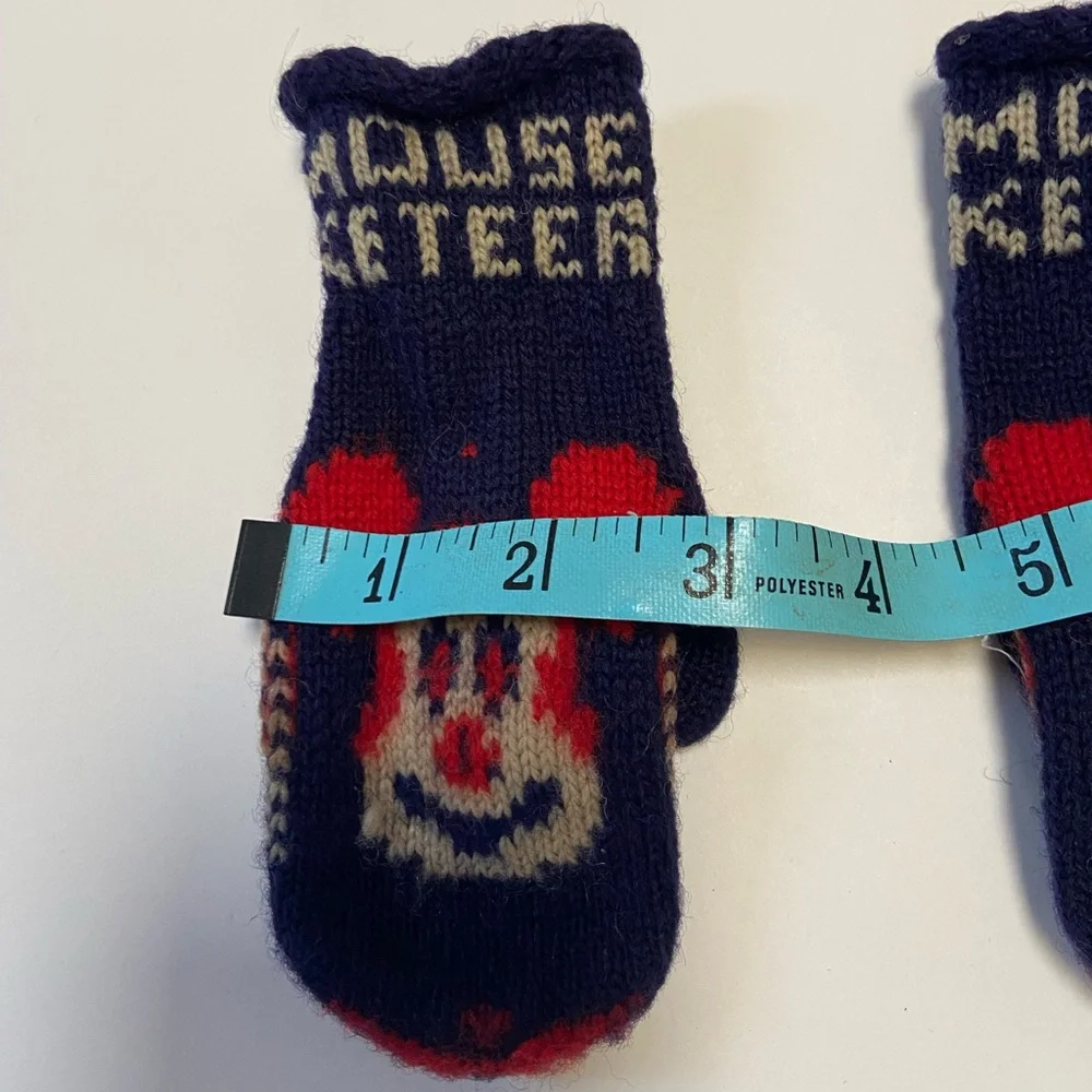 Vintage 1960’s Kids Mouseketeer Mittens - Navy and Red